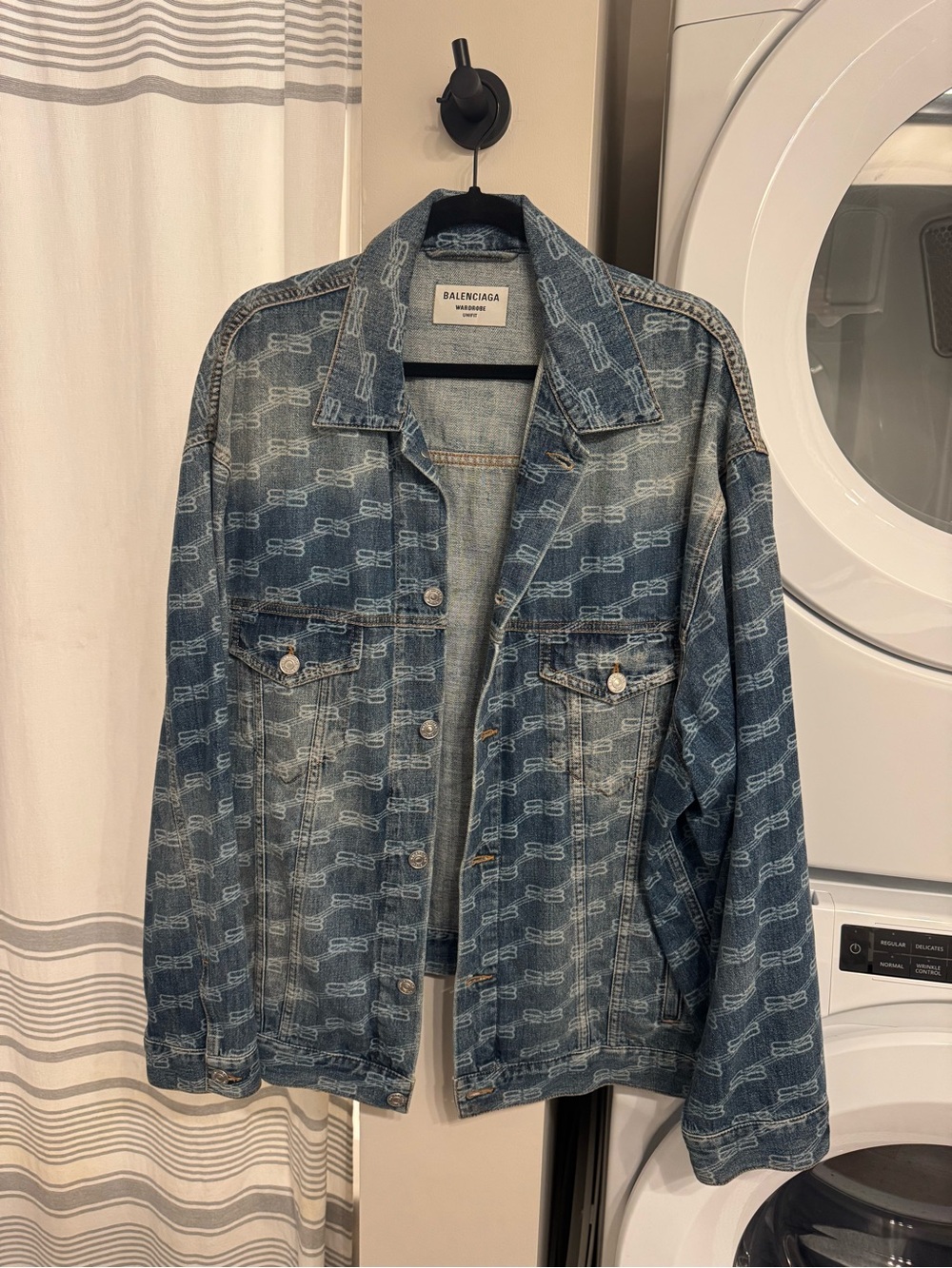 Balenciaga Blue Logo-Print Denim Jacket